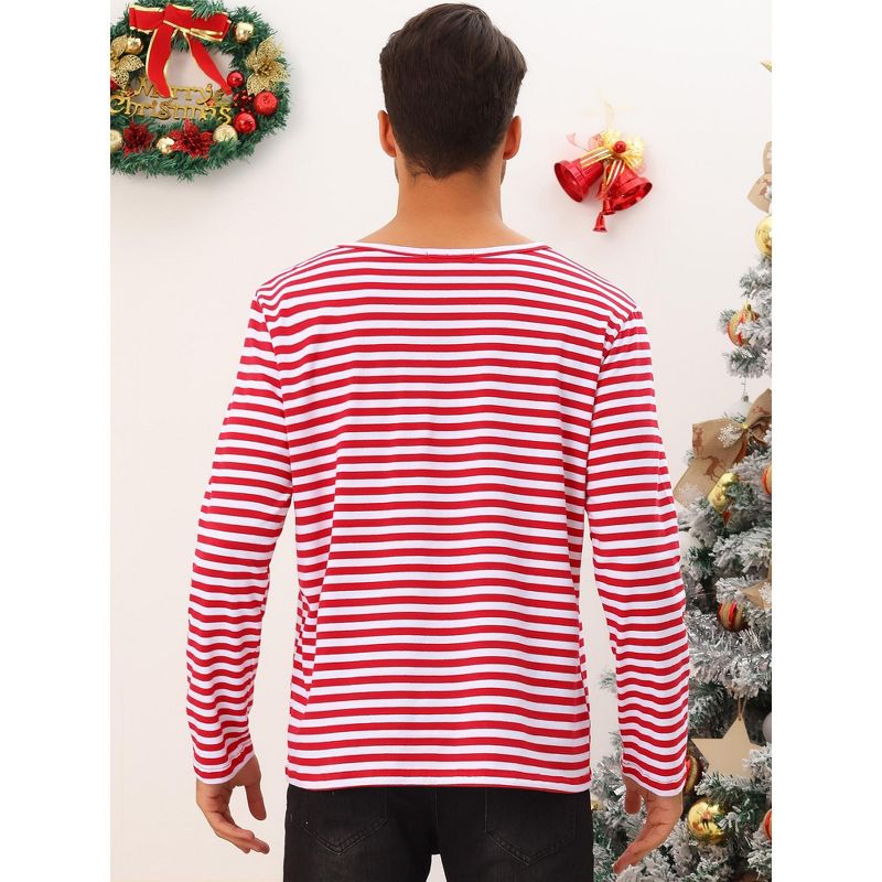 Lars Amadeus Men's Casual Basic Crew Neck Long Sleeves Pullover Striped T-Shirt, 3 of 6