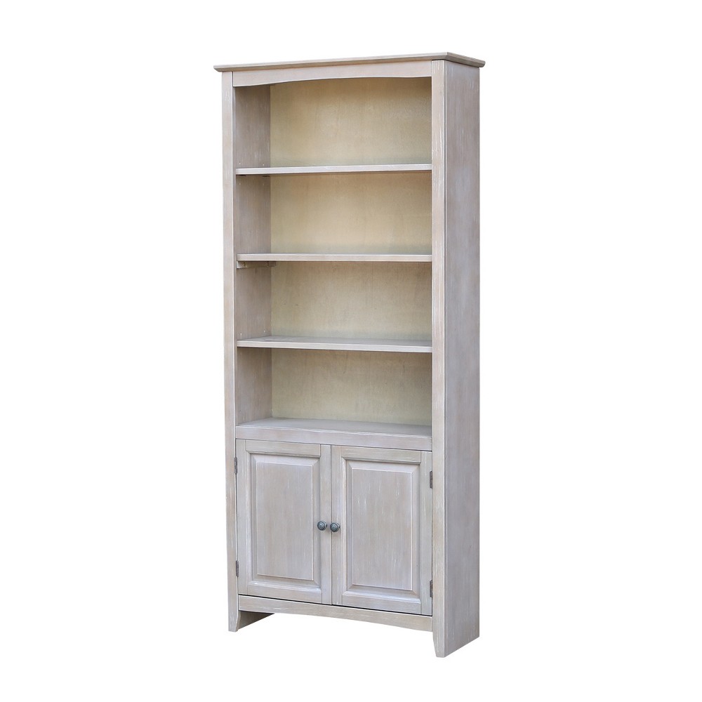 Photos - Wall Shelf 72 " Shaker Bookcase with Two Lower Doors Washed Gray - International Conc