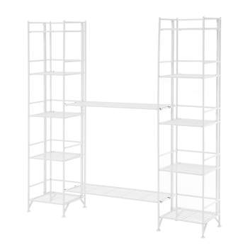  57.5" Extra Storage 5 Tier Folding Metal Shelves with Set of 2 Deluxe Extension Shelves - Breighton Home