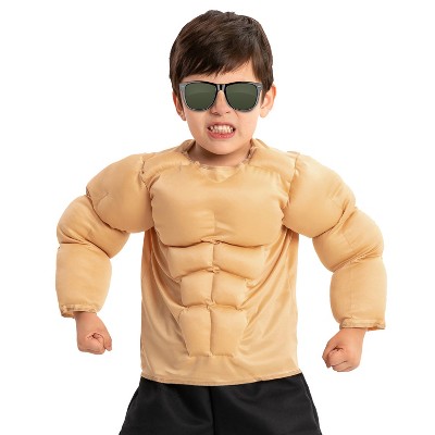 Joyfy Halloween Muscle Costume Kids, Body Builder Costume Shirt Kids Boys Suit for Halloween Dressup Party