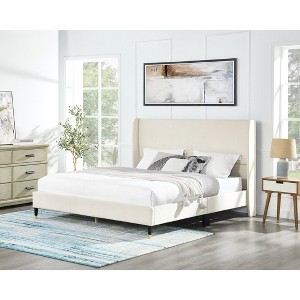 Roundhill Furniture Rozitta Upholstered Wingback Platform Bed - 1 of 4