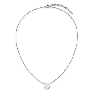 Chisel Stainless Steel Polished Disc on a 16" Plus a 2" Extension Cable Chain Necklace - 1 of 4