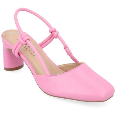Journee Collection Womens Margeene Sling Back Covered Block Heel Pumps
