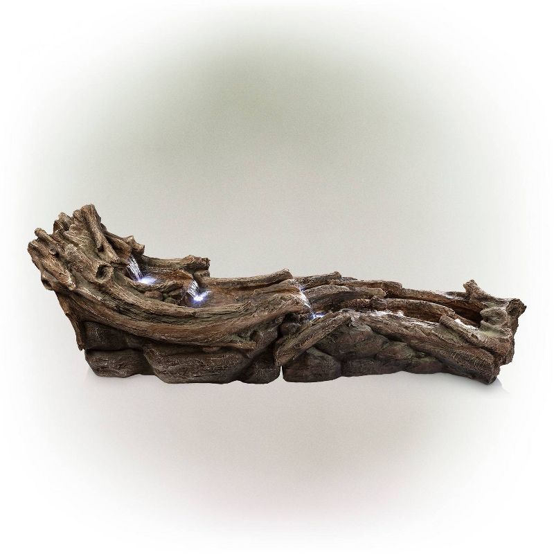 26&#34; Tiered Wood River Stream Fountain with LED Lights Gray/White - Alpine Corporation, 5 of 8