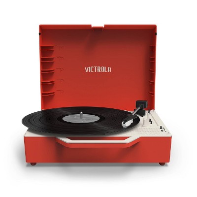Red Portable Vintage Style Bluetooth Suitcase Record Player