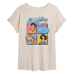 Women's - Disney - Aladdin, Genie, Abu, & Jasmine Oversized Graphic T-Shirt - 1 of 4