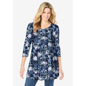 Woman Within V-Neck Pintucked Tunic - 1 of 4