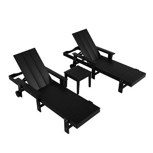WestinTrends Ashore Modern Poly Reclining Chaise Lounge Set with Side Table - 1 of 4