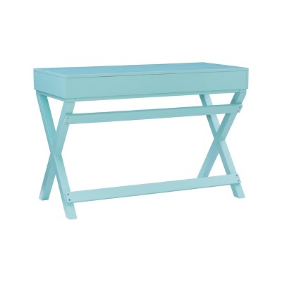 Peggy Blue Wood Writing Desk with Drawers