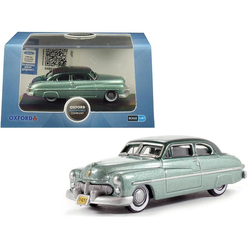 1949 Mercury Coupe Metallic Green with Dark Green Top 1/87 (HO) Scale Diecast Model Car by Oxford Diecast, 1 of 4