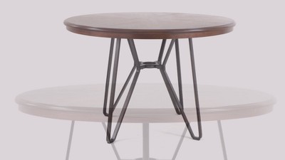 Mindi Veneer Mid-Century Modern Round Dining Table in Warm Brown