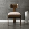 Set of 2 Modern Upholstered Armless Dining Chairs with Fabric Seat and Brown Wood Legs,Mid-Century Accent Side Chairs-The Pop Home - 3 of 4