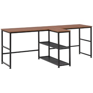 83" Two Person Computer Desk with 2 Storage Shelves, Double Desk Workstation with Book Shelf,  Long Desk Table for Home Office - 1 of 4