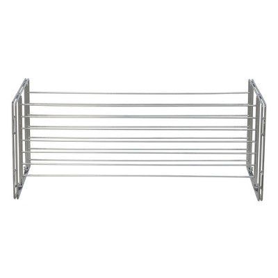 Chrome Stackable Two-Tier Shoe Rack with Flat Shelves