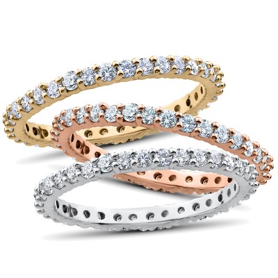  Pompeii3 1ct Diamond Eternity Wedding Ring in 14k White, Yellow, Rose Gold Lab Created - Size 5 