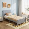 Karl Home Gray Wood Bed Frame Twin Size Platform Bed with Headboard Weight Capacity 330 lbs - 3 of 4