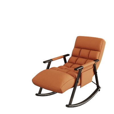 NicBex Velvet Glider Rocking Chair,Upholstered Nursery Rocking Chairs with adjustable High Backres and Footrest,Nursing Chair for Bedroom