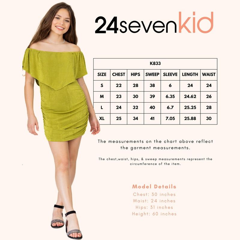 24seven Comfort Apparel Girls Off The Shoulder Rouched Party Dress, 4 of 5