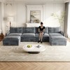 Oversized 142" Corduroy Cloud Modular U-Shaped Sectional Sofa with 2 Movable Ottomans and Dual-Layer Cushions - 2 of 4