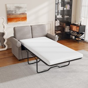 57.4" Pull-Out Sofa Bed Sleeper Sofa Bed with Premium Twin Size Mattress Pad with 2 USB Ports for Living Room Apartment Light - 1 of 4