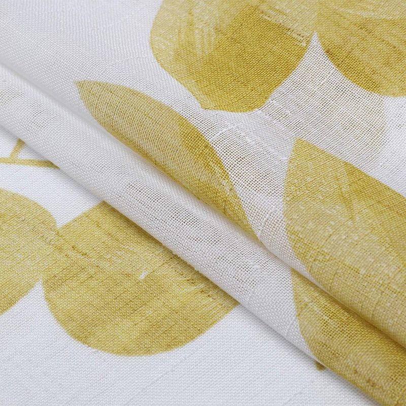 Leaf Printed Pattern Linen Textured Sheer Kitchen Curtains, 4 of 6