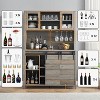 70'' Wine Coffee Bar Cabinet with Storage Hutch, Tall Kitchen Pantry Liquor Cabinet with Sliding Barn Doors for Home Dining Room - 4 of 4