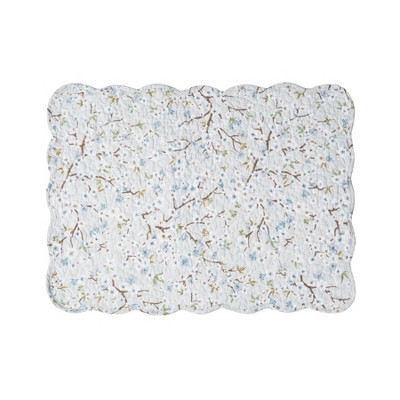 White and Blue Quilted Cotton Reversible Placemats Set of 6