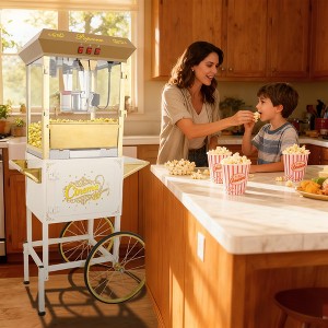 LOVSON 18oz Popcorn machine trolley, equipped with stainless steel pot, heating lamp,accessories,suitable for parties,popcorn machine,Silver Gray - 1 of 4