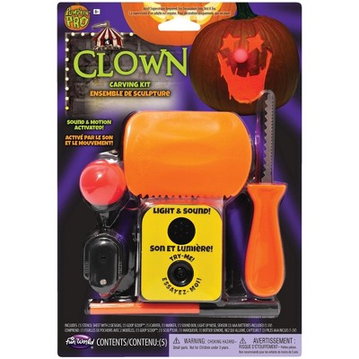 Funworld Light-Up Clown Plastic & Stainless Steel Pumpkin Carving Kit with Sounds
