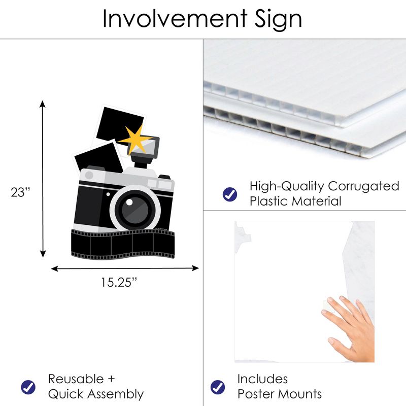 Big Dot of Happiness Photography Club School Spirit Graduation Party Wall Decoration Involvement Sign, 3 of 9