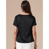INSPIRE CHIC Women's Summer Satin Dressy Casual Short Sleeve Crew Neck Floral Lace Elegant Blouses - 3 of 4