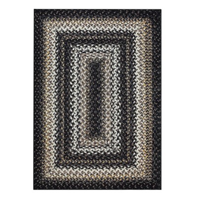 Washable Modern Braided Printed Rug Non Slip Low Pile Rug Contemporary Throw Floor Cover Soft Indoor Carpet for Living Room Bedroom,Black/2'×4'
