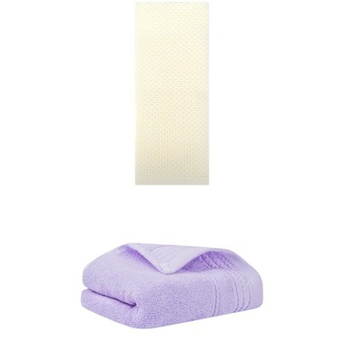 REGALWOVEN Solid Stripe Pattern Bathroom Face Hand Towels 14" x 30"/13" x 30" 2 Pcs
