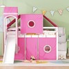 NicBex Full Size Bunk Bed Roof Shape Loft Bed Pine Bed Frame with Tower, Tent, Storage Stairs, Slide and Guardrail, No Box Spring Required - 2 of 4