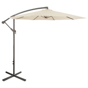 Northlight 10' Outdoor Patio Off-Set Umbrella with Crank and Tilt - Beige - 1 of 4