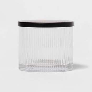 Mdesign Small Round Glass Apothecary Storage Canister Jars, 3 Pack,  Clear/black : Target