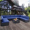 Costway 10 PCS Patio Rattan Furniture Set Outdoor Wicker Sofa Table Cushioned Seat Black/Brown - 3 of 4