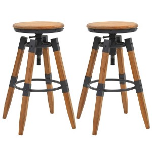 vidaXL Bar Stool Set of 2 Natural Wood Solid Fir Wood & Steel - 1 of 2