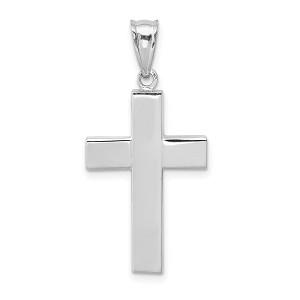 Black Bow Jewelry 14k White Gold Polished Hollow Latin Cross Pendant - 1 of 4