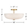 Regency Hill Brock 16" Modern Semi Flush-Mount Ceiling Light Fixture Kitchen Foyer Hallway Round Warm Gold Finish Faux Alabaster Glass Bedroom - 4 of 4