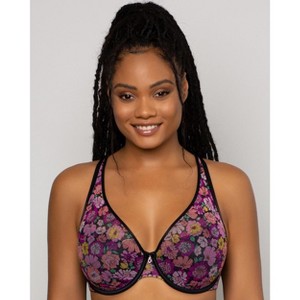 Curvy Couture Women's Full Figure Sheer Mesh Plunge T-shirt Bra - 1 of 4