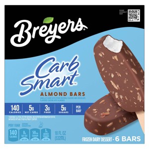 Breyers Carb Smart Frozen Dairy Dessert Almond Bars with 100% Grade A Milk & Cream - 18oz/6ct - 1 of 4