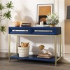XINGHANZHENXUAN Retro Console Table with 2 Drawers, Entryway Table with Geometric Design & Gold Accents for Hallway & Living Room - 3 of 4