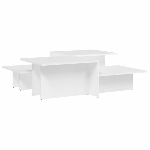 vidaXL White Coffee Tables Set of 2, Engineered Wood - Stylish Multipurpose Tables - 1 of 4