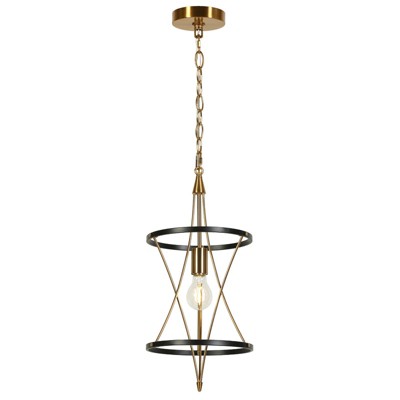 LNC Orthosting 1-Light 9.4" Modern Geometric Pendant Lighting, Matte Black and Gold