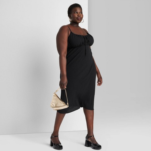 Women's Sleeveless Ruched Midi Dress - Wild Fable™ Black 4X