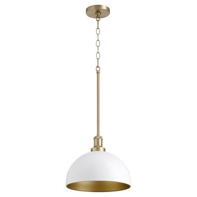 Quorum Lighting 1 - Light Pendant in  Studio White/Aged Brass