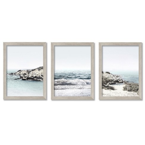 Art Wall Sunset Bay III by Steve Ainsworth 4 Piece Floater Framed Photographic Print on Canvas Set