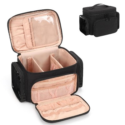 Portable Travel Makeup Bag Organizer With Makeup Brush Compartment and Two Side Pockets