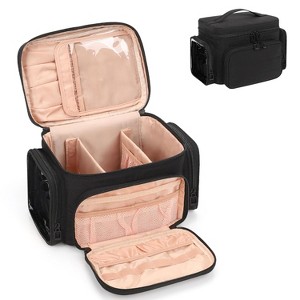 Portable Travel Makeup Bag Organizer With Makeup Brush Compartment and Two Side Pockets - 1 of 4